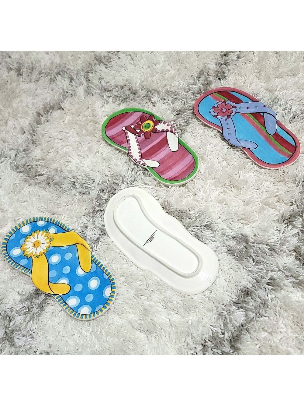Ceramic Flip-Flop Multi-Colored Snack Dishes (4 in set)